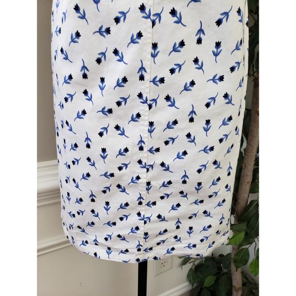 Draper James Shift Dress Women Size 2 White Blue Floral Puff Sleeve Pullover - Picture 12 of 12